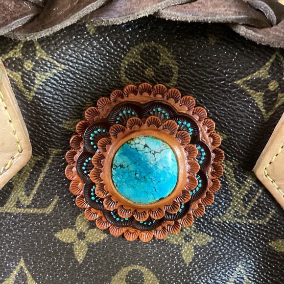 Revamped Vintage Speedy Louis Vuitton Chocolate Braiding Turquoise - Picture 8 of 14